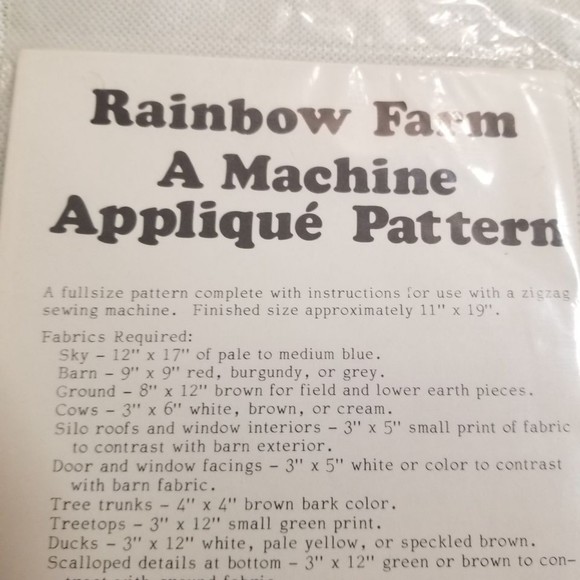 1980 Yours Truly Rainbow Farm applique pattern. New old stock Pat015 - Picture 4 of 5